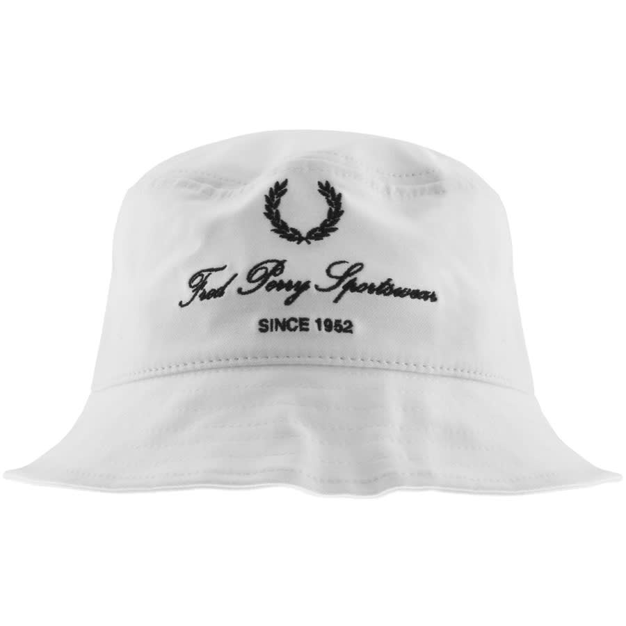 Alternative Image for ProductFred Perry Script Branded Bucket Hat White1